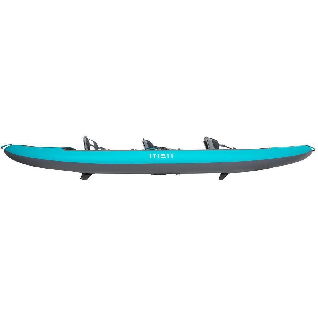 3-Person Touring Kayak High-Pressure Dropstitch Floor, Blue, No Color, large image number 10