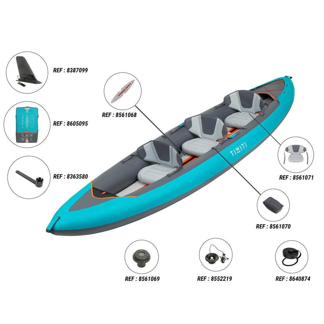 3-Person Touring Kayak High-Pressure Dropstitch Floor, Blue, No Color, large image number 12
