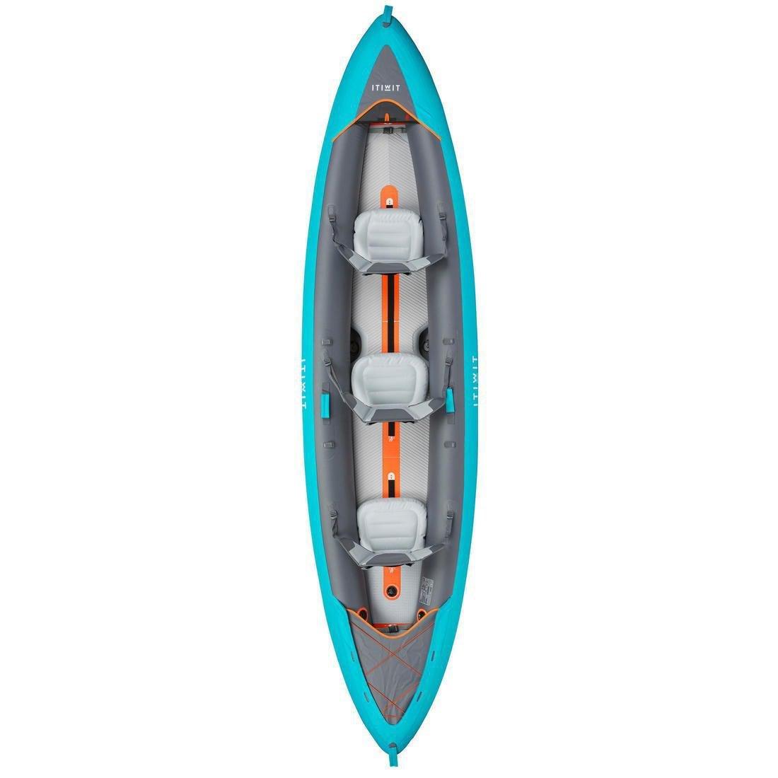 3-Person Touring Kayak High-Pressure Dropstitch Floor, Blue, No Color, large image number 14