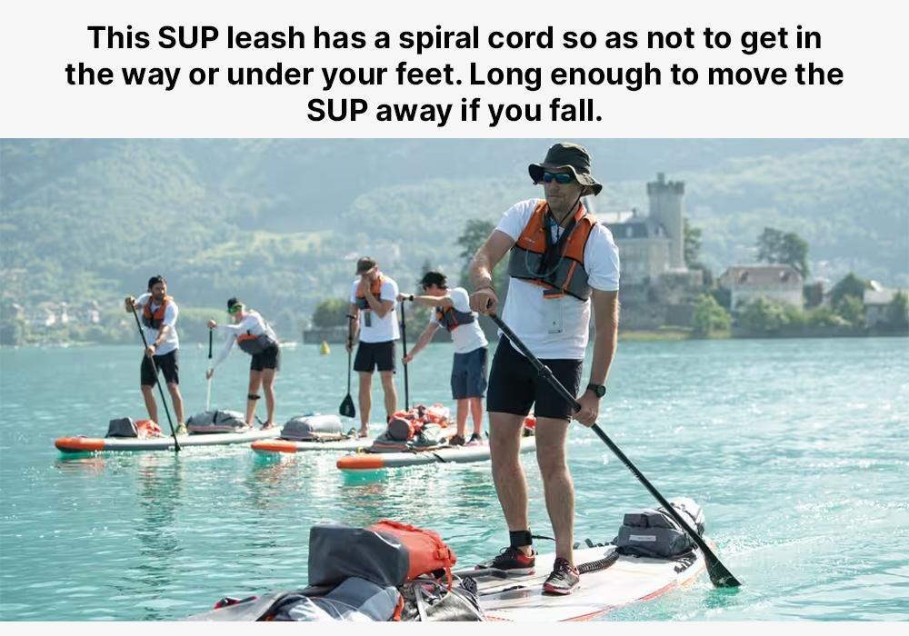 Spiral Knee Leash Stand-Up Paddle, Black, No Color, large image number 14