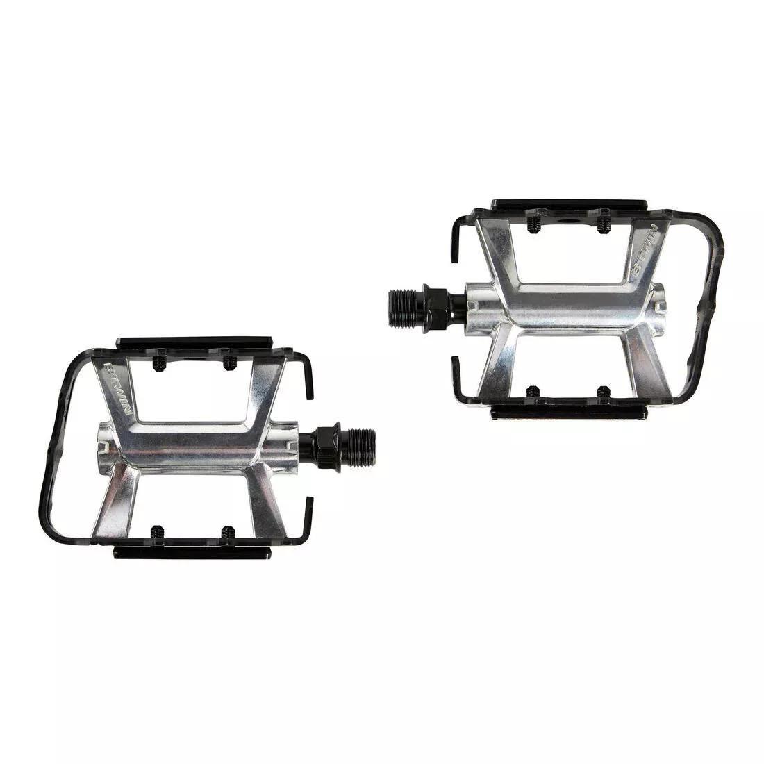 ROCKRIDER - Flat Aluminium Mountain Bike Pedals, Grey