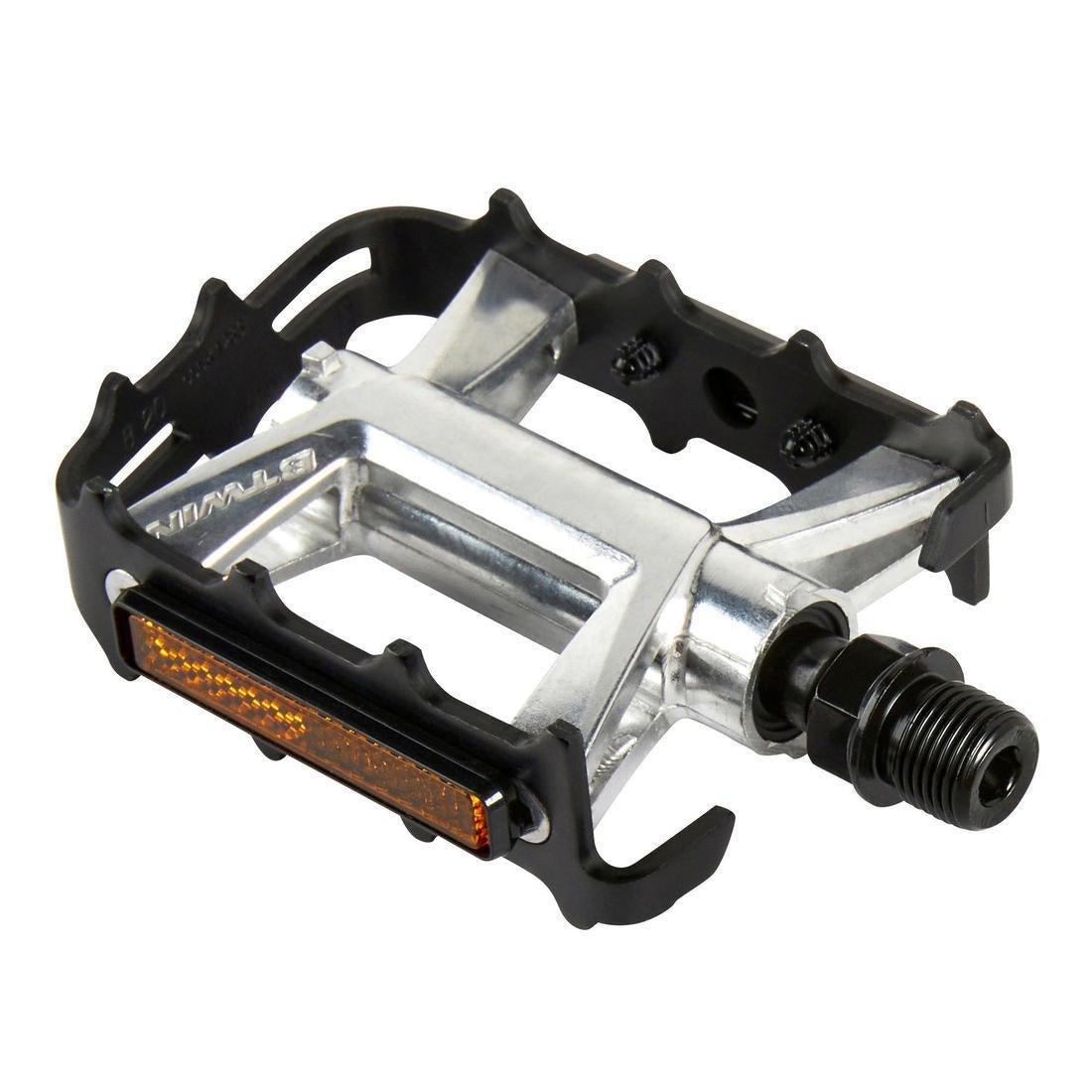 ROCKRIDER - Flat Aluminium Mountain Bike Pedals, Grey