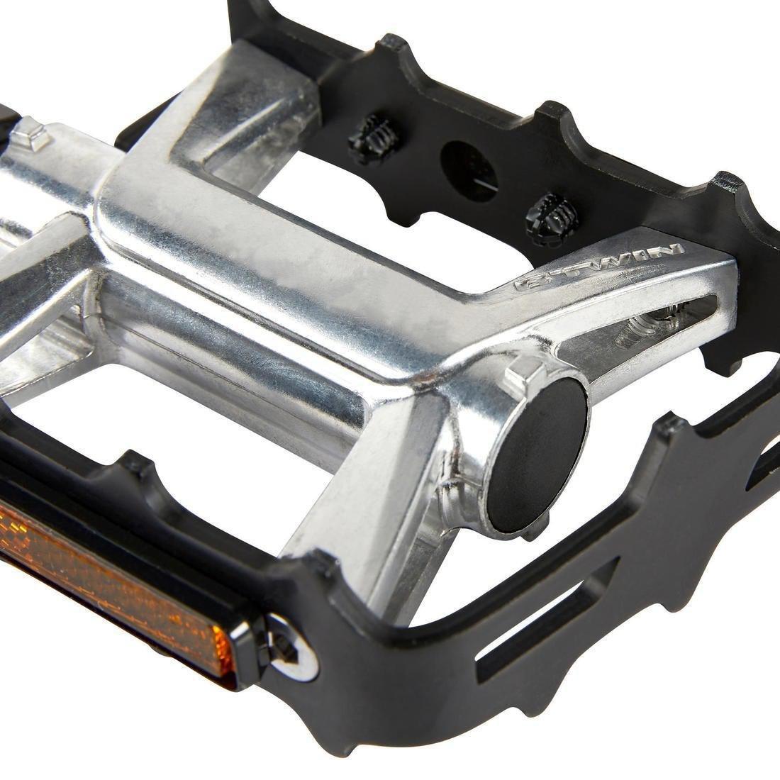 ROCKRIDER - Flat Aluminium Mountain Bike Pedals, Grey