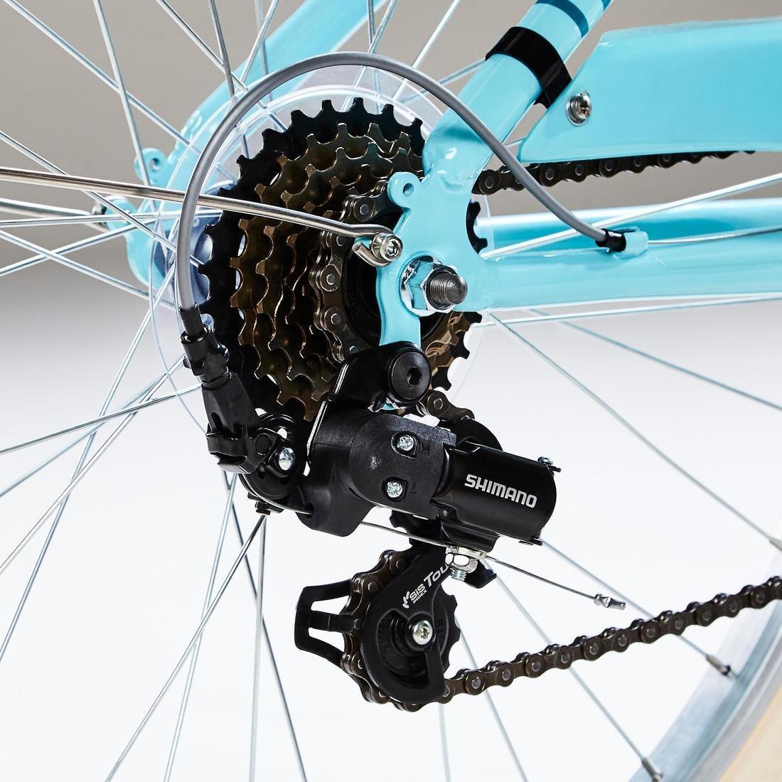 Unisex Kids 24 City Bike Elops 500, Blue, No Color, large image number 4