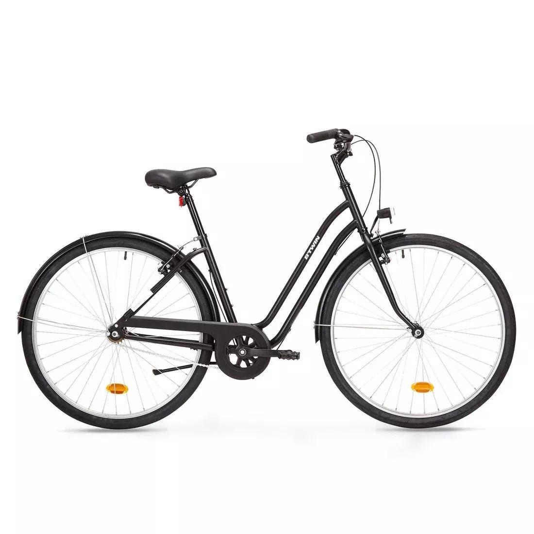 Elops 100 Low Frame City Bike, Black, No Color, medium