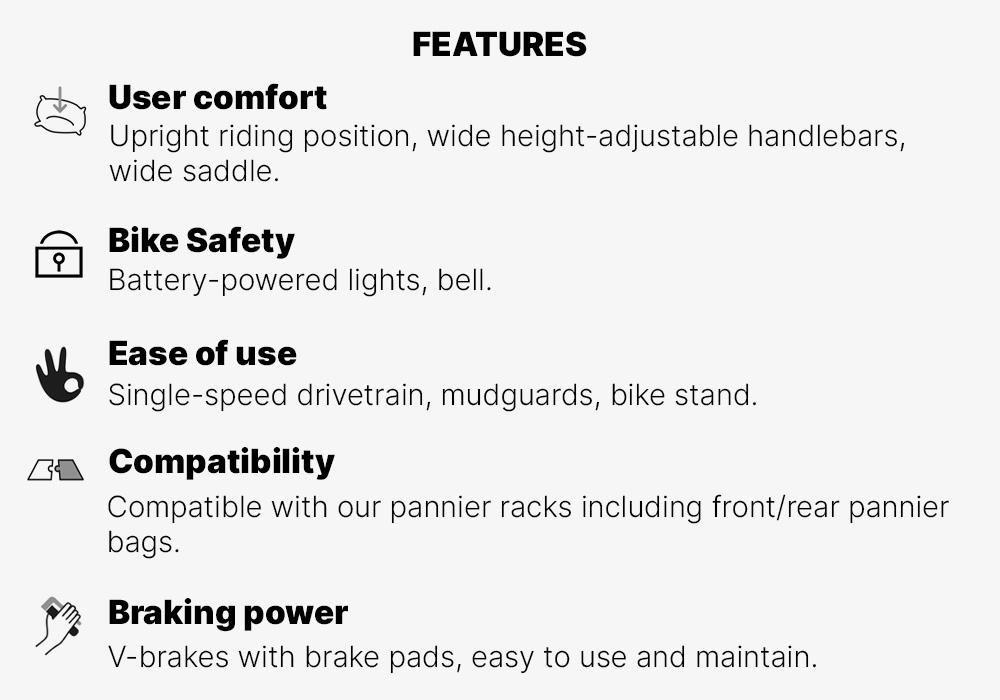 Elops 100 Low Frame City Bike, Black, No Color, medium