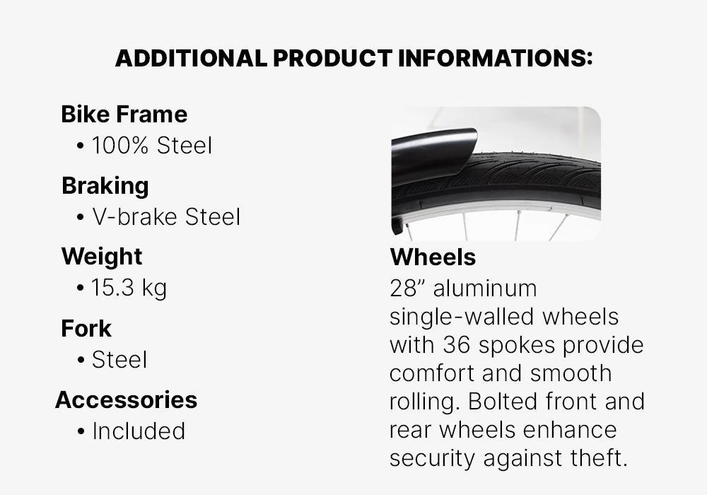 Elops 100 Low Frame City Bike, Black, No Color, medium