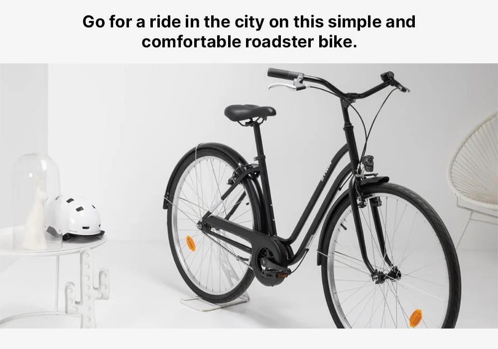 Elops 100 Low Frame City Bike, Black, No Color, medium