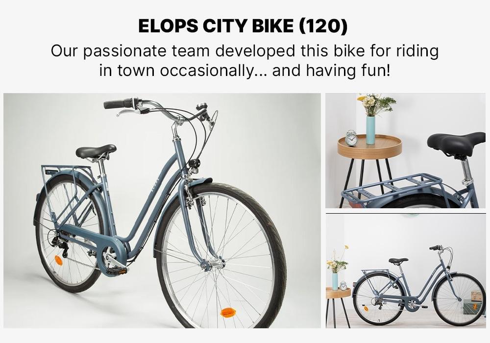 Elops 120 Low Frame City Bike, Grey, No Color, medium