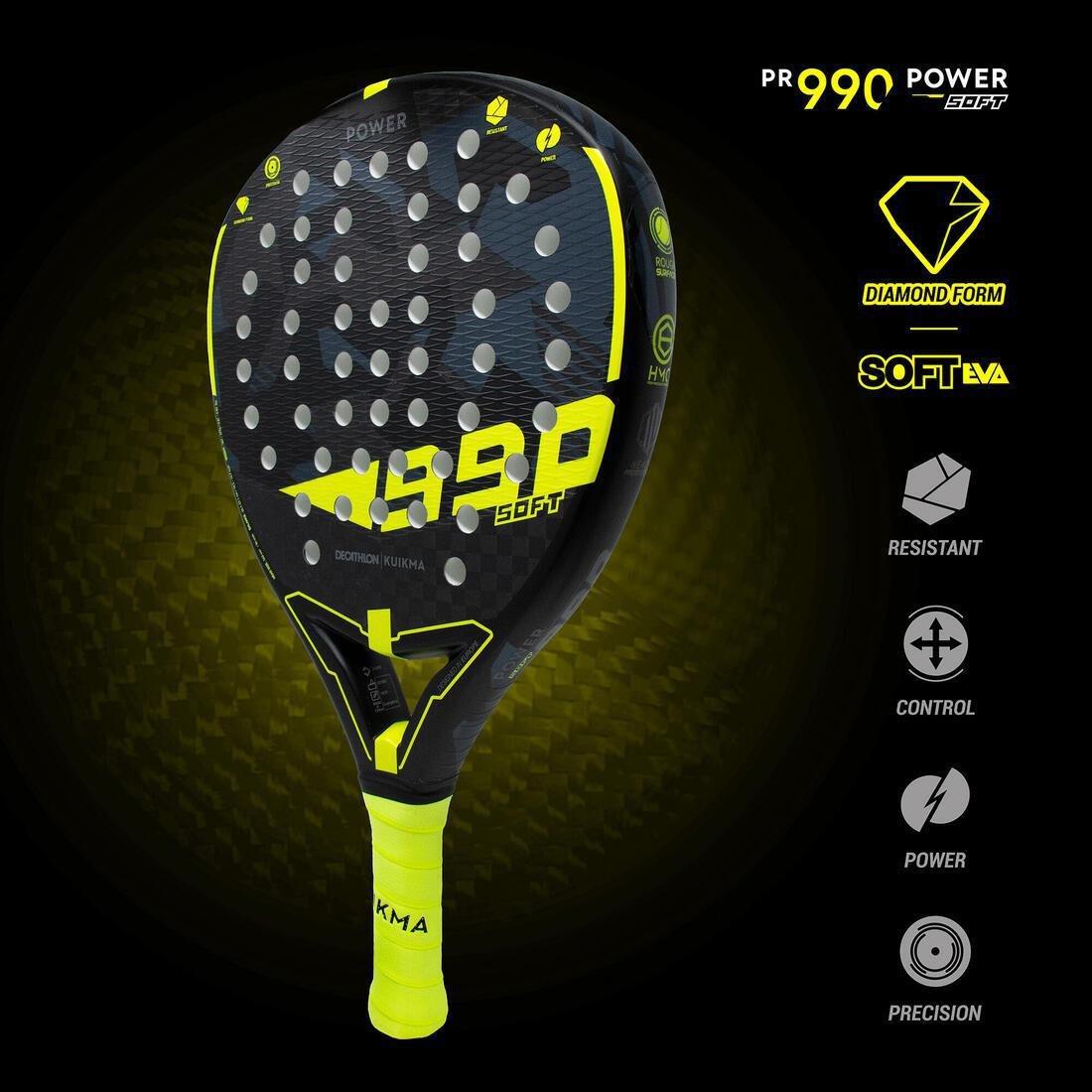 Adult Padel Racket Pr 990 Power Soft, Yellow, No Color, large image number 4