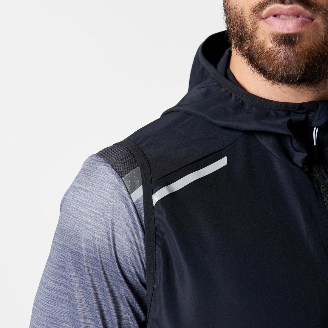 Mens Kalenji Running Wind Jacket, Black, , large image number 7