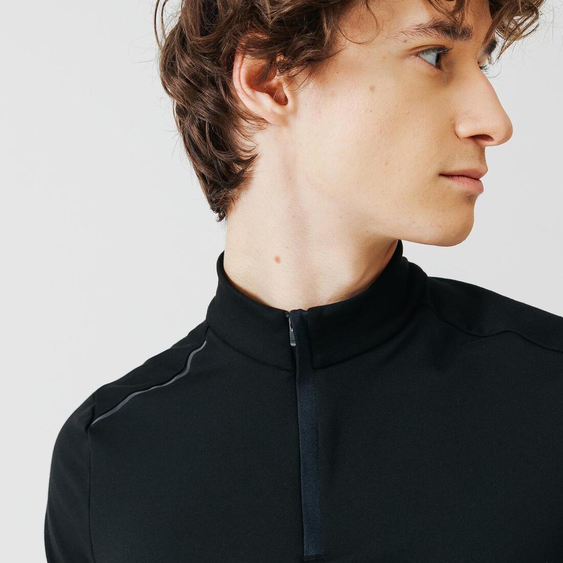 Mens Kalenji Warm Long-Sleeved Running T-Shirt, Black, , large image number 5