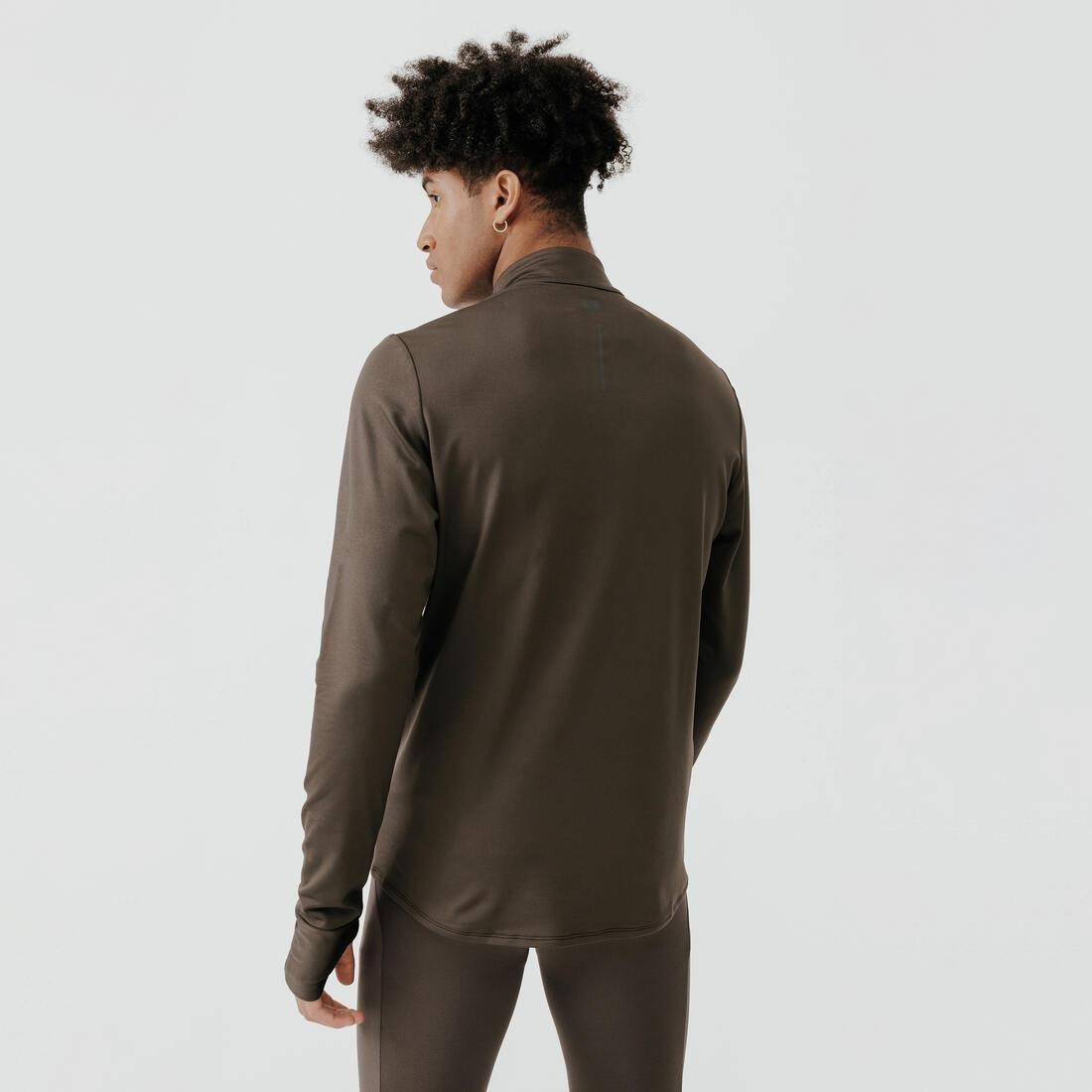 Mens Kalenji Warm Long-Sleeved Running T-Shirt, Black, No Color, medium