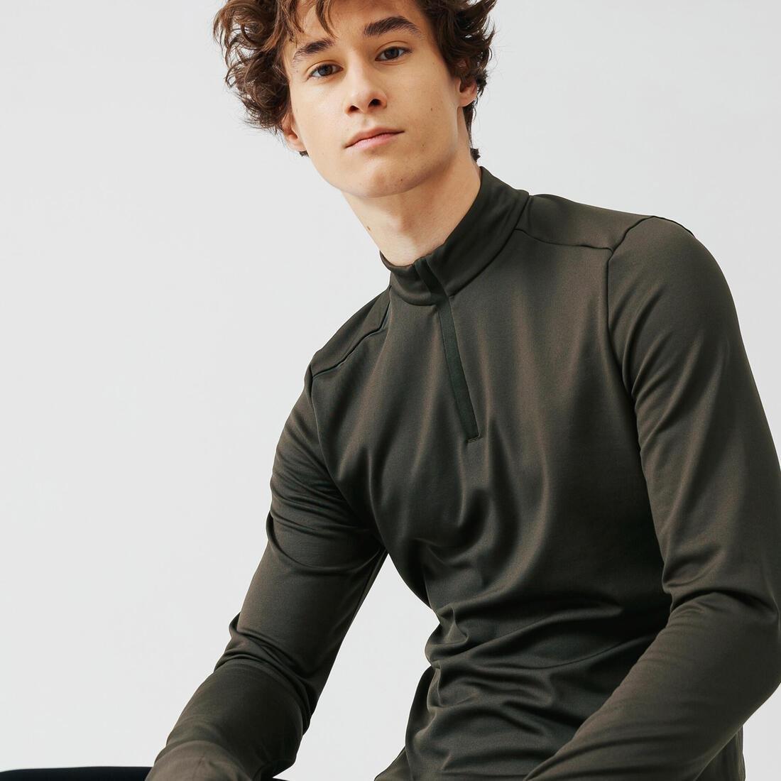 Mens Kalenji Warm Long-Sleeved Running T-Shirt, Black, No Color, medium