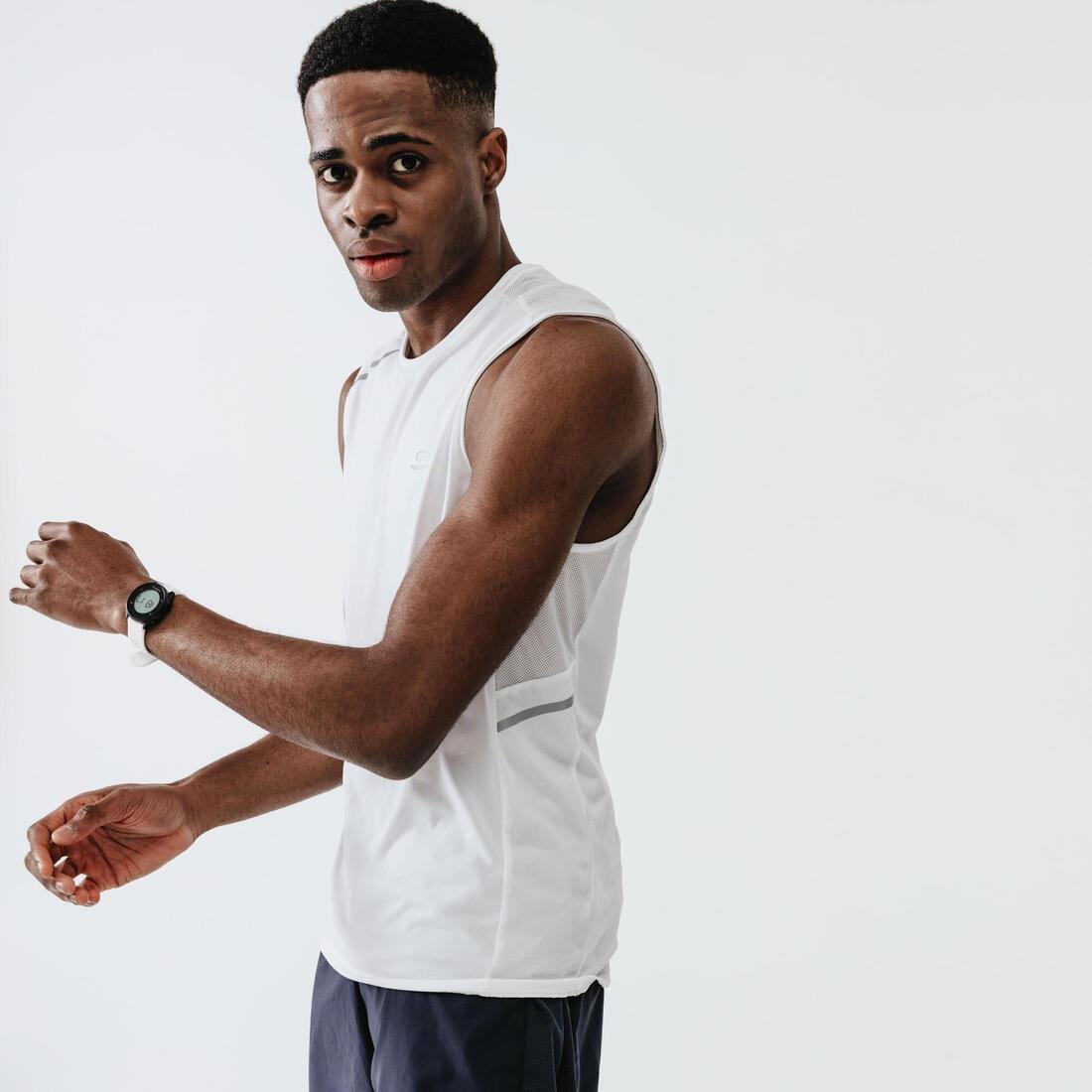 Mens Running Breathable Tank Top Dry, White, , large image number 0