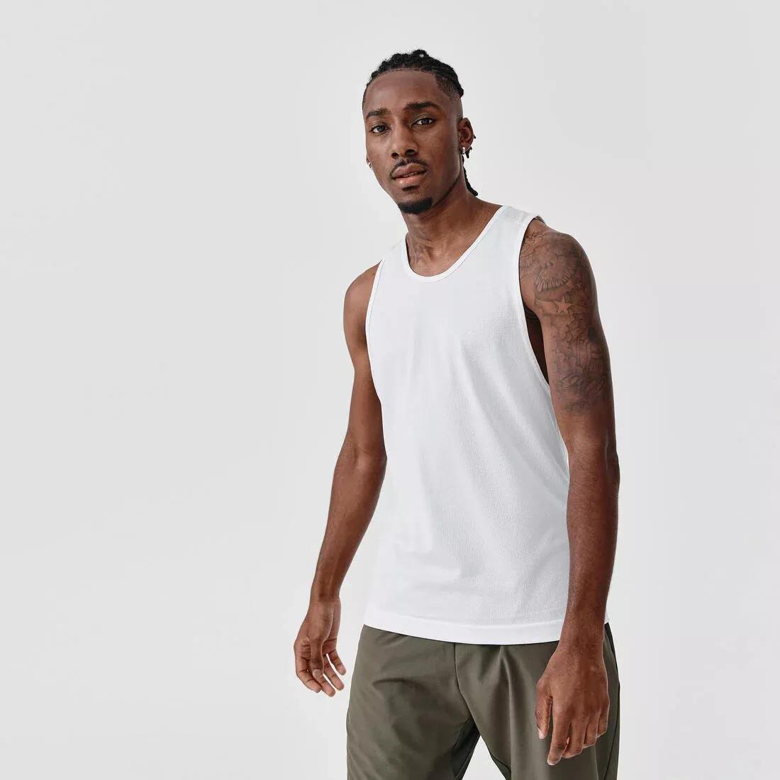 Mens Running Breathable Tank Top Dry, White, , large image number 1