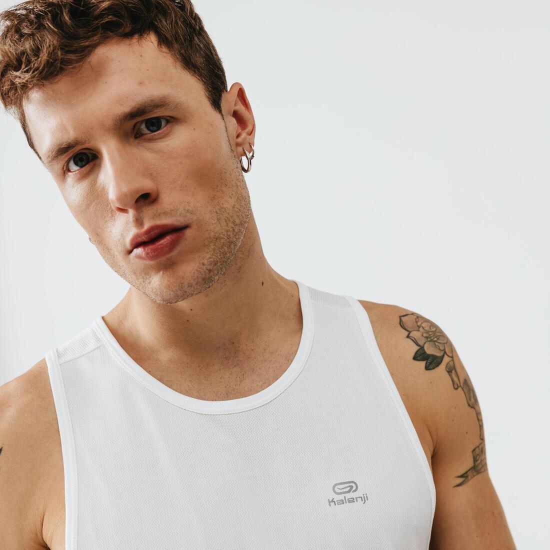 Mens Running Breathable Tank Top Dry, White, , large image number 3