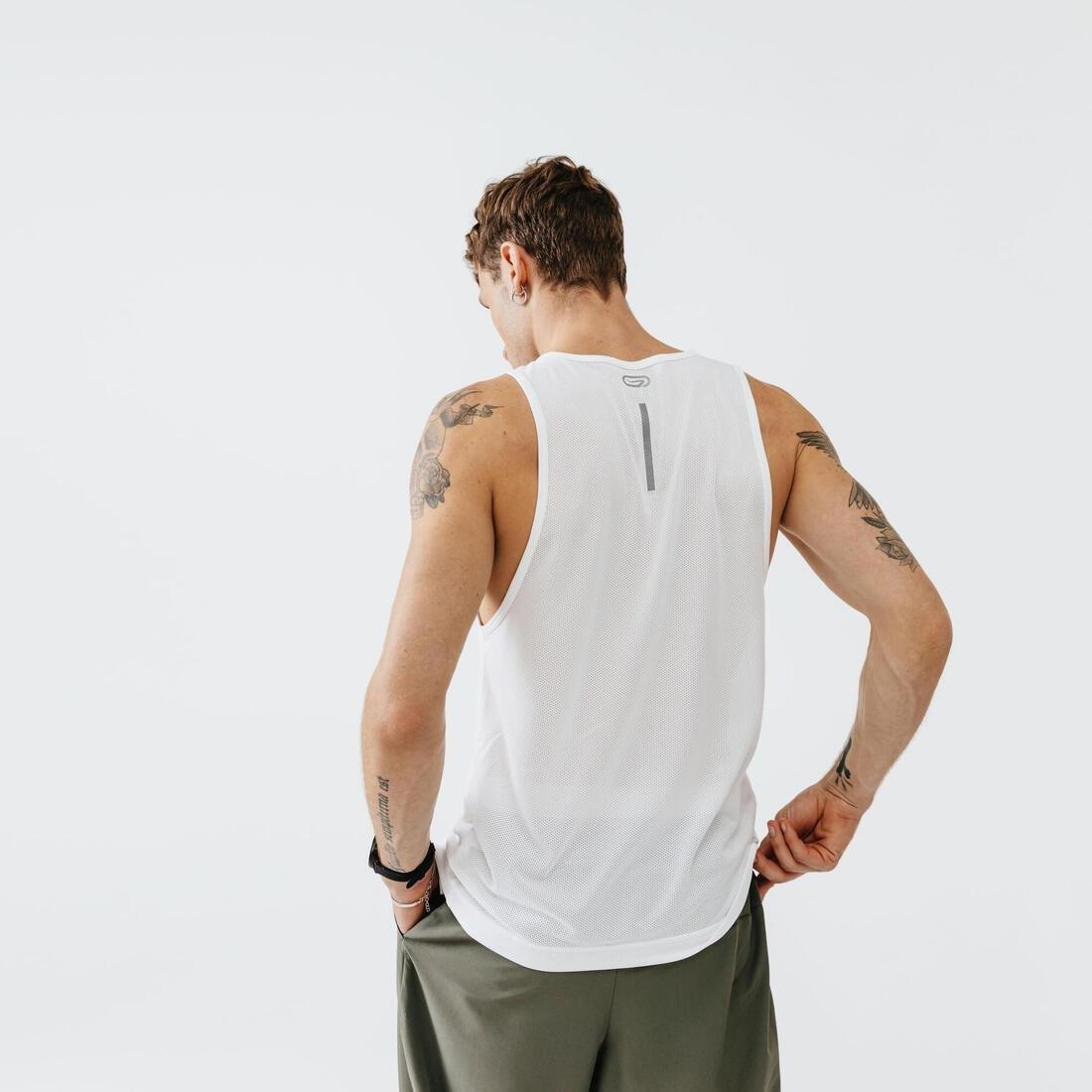 Mens Running Breathable Tank Top Dry, White, , large image number 5