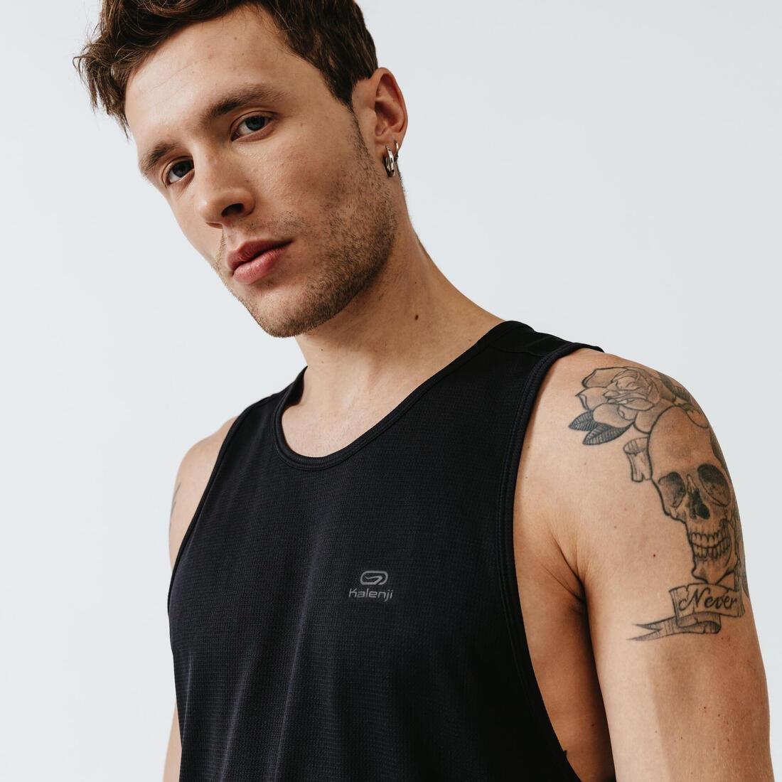 Mens Kalenji Dry Running Breathable Tank Top, Black, , large image number 3