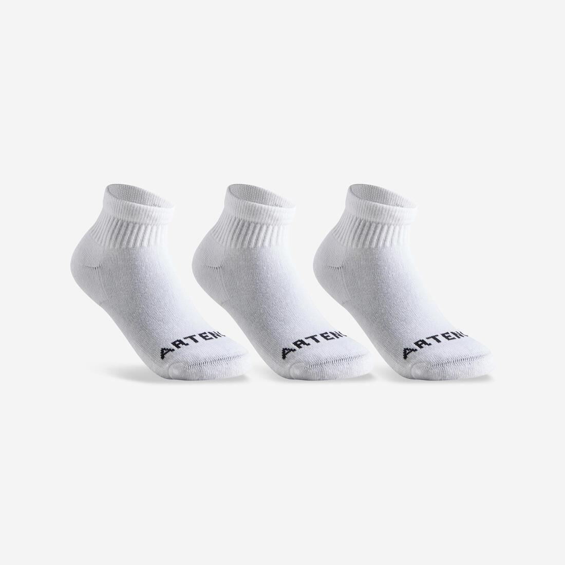 ARTENGO - Kids Sports Socks Rs 100 Tri-Pack, White