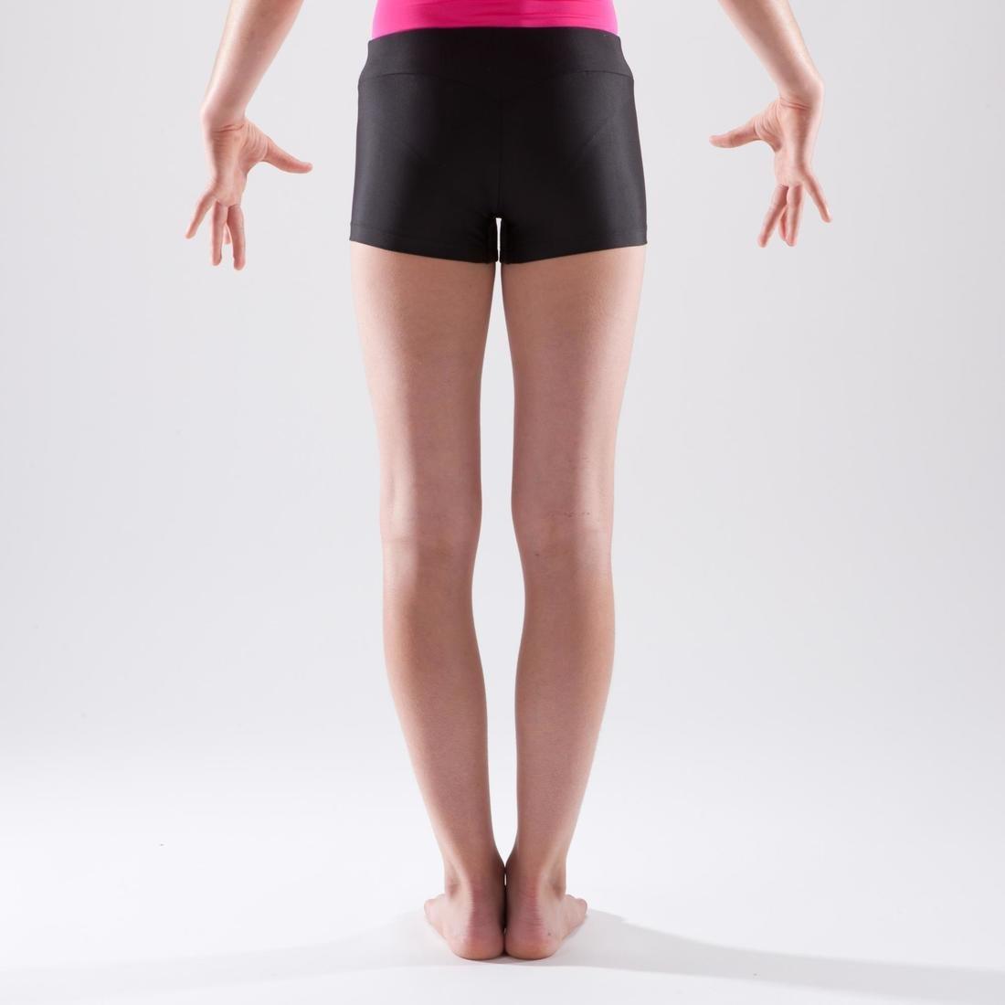 Kids Girls Artistic Gymnastics Basic Shorts, Black, , large image number 3
