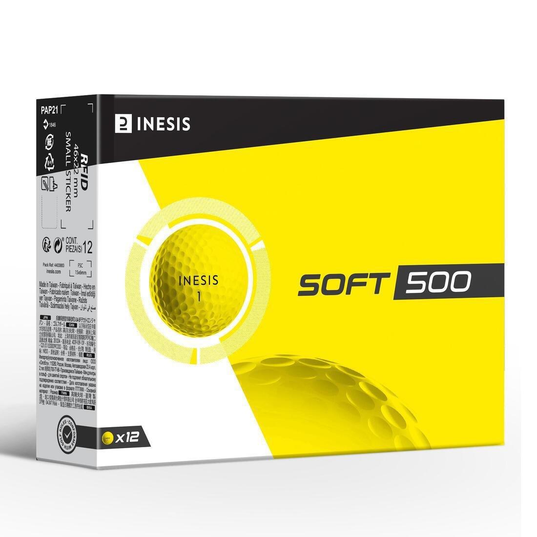 Golf Balls x12 - Inesis Soft 500, Yellow, No Color, large image number 0