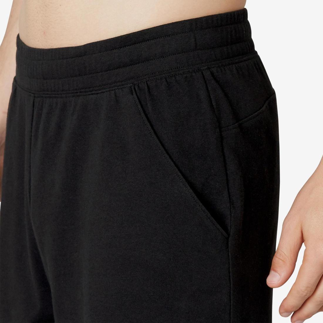 Fitness Long Stretch Cotton Shorts, Black, , large image number 2