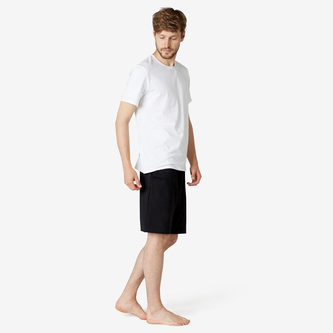 Fitness Long Stretch Cotton Shorts, Black, , large image number 4