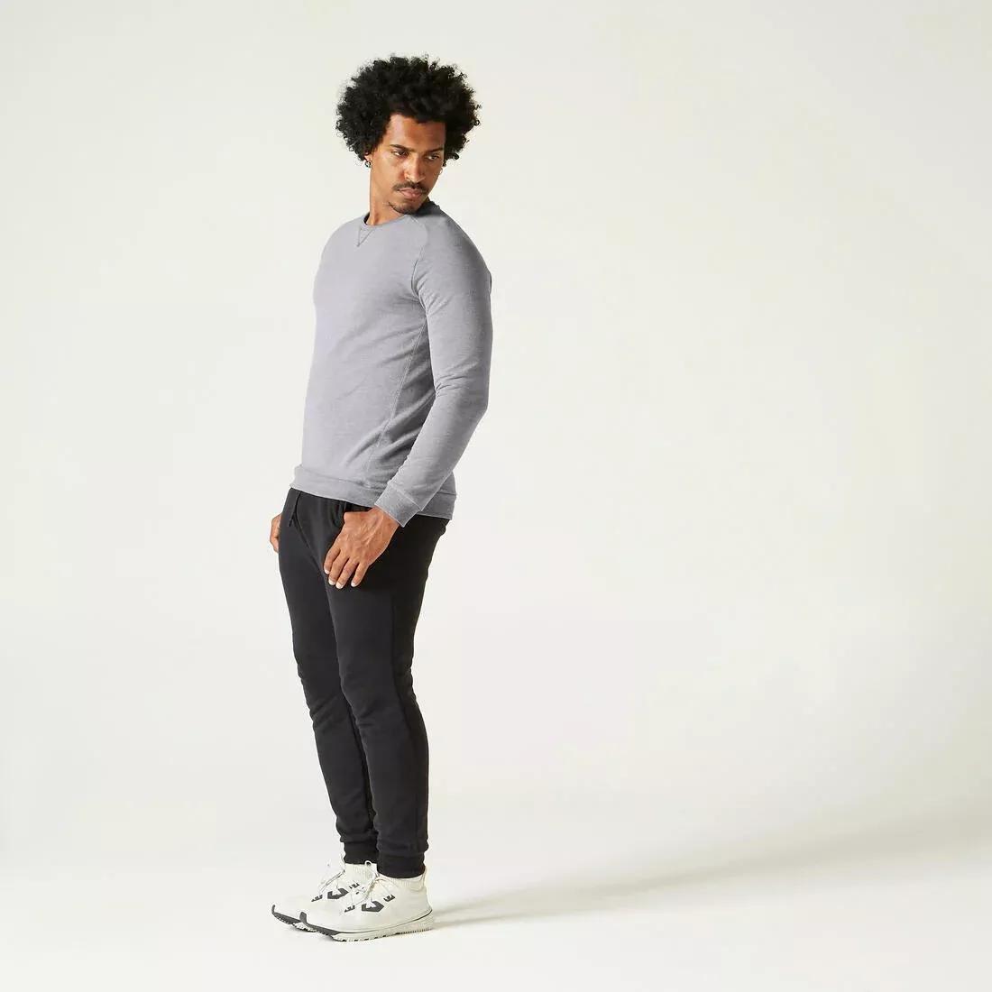 DOMYOS - Crew Neck Fitness Sweatshirt, Grey