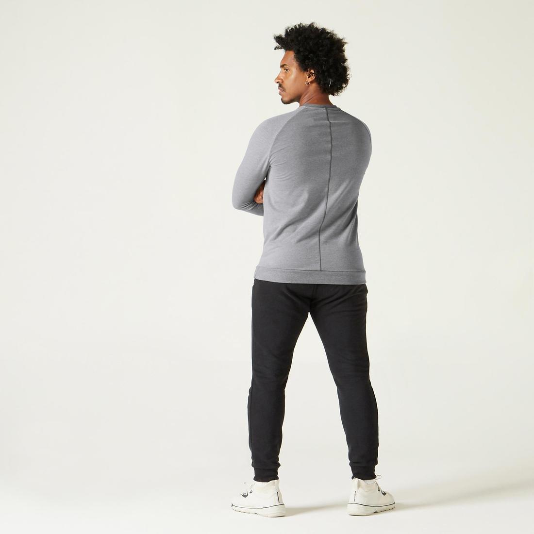 Crew Neck Fitness Sweatshirt, Grey, No Color, large image number 1