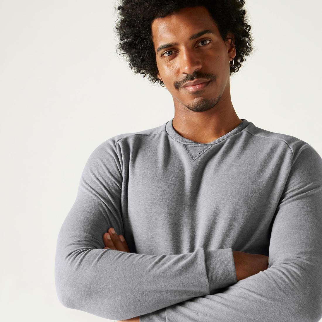 Crew Neck Fitness Sweatshirt, Grey, No Color, large image number 2