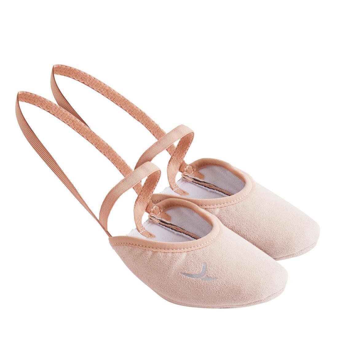 DOMYOS Microfibre Rhythmic Gymnastics Demi-Pointe Shoes, Beige