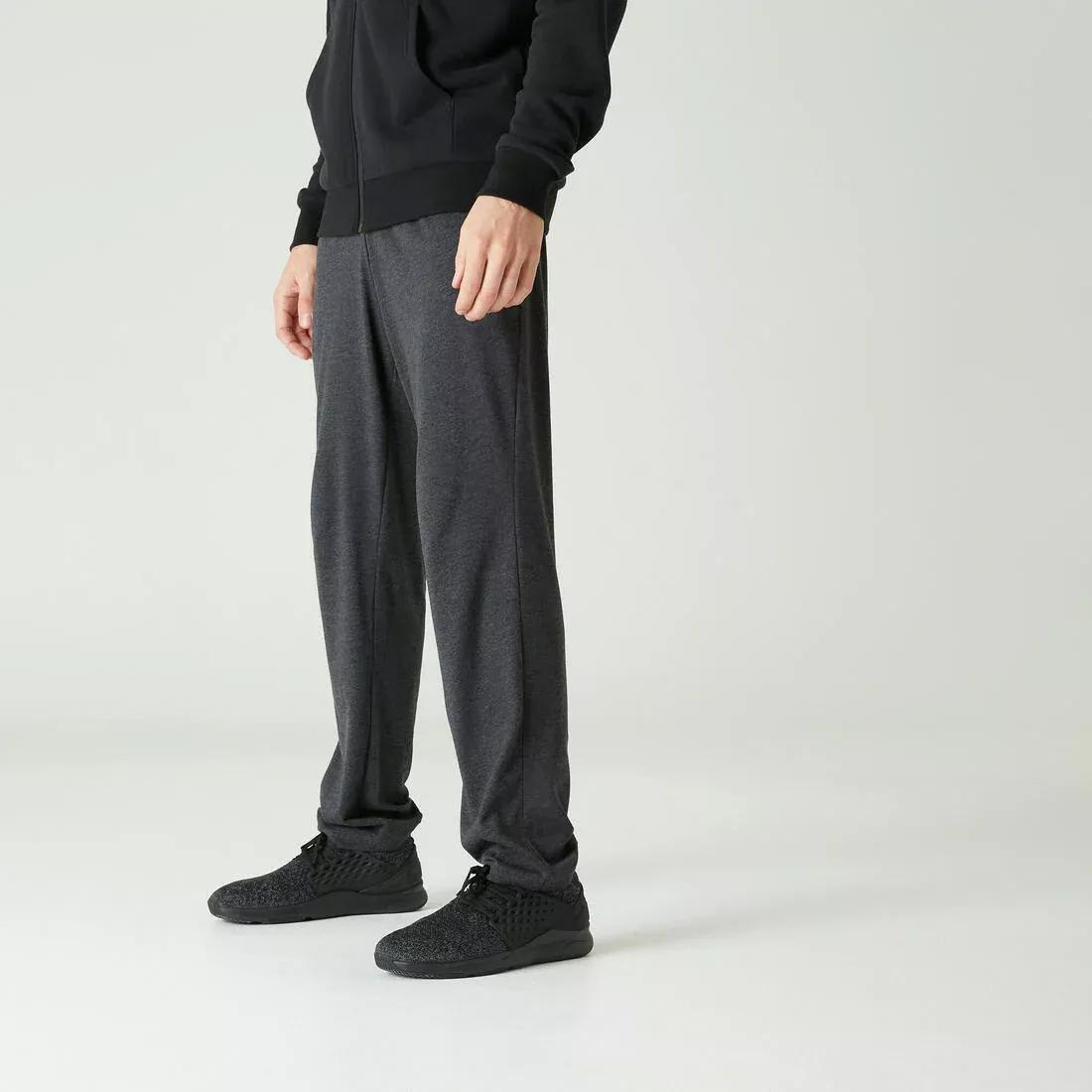 Fitness Straight-Fit Jogging Bottoms, Grey, , large image number 1