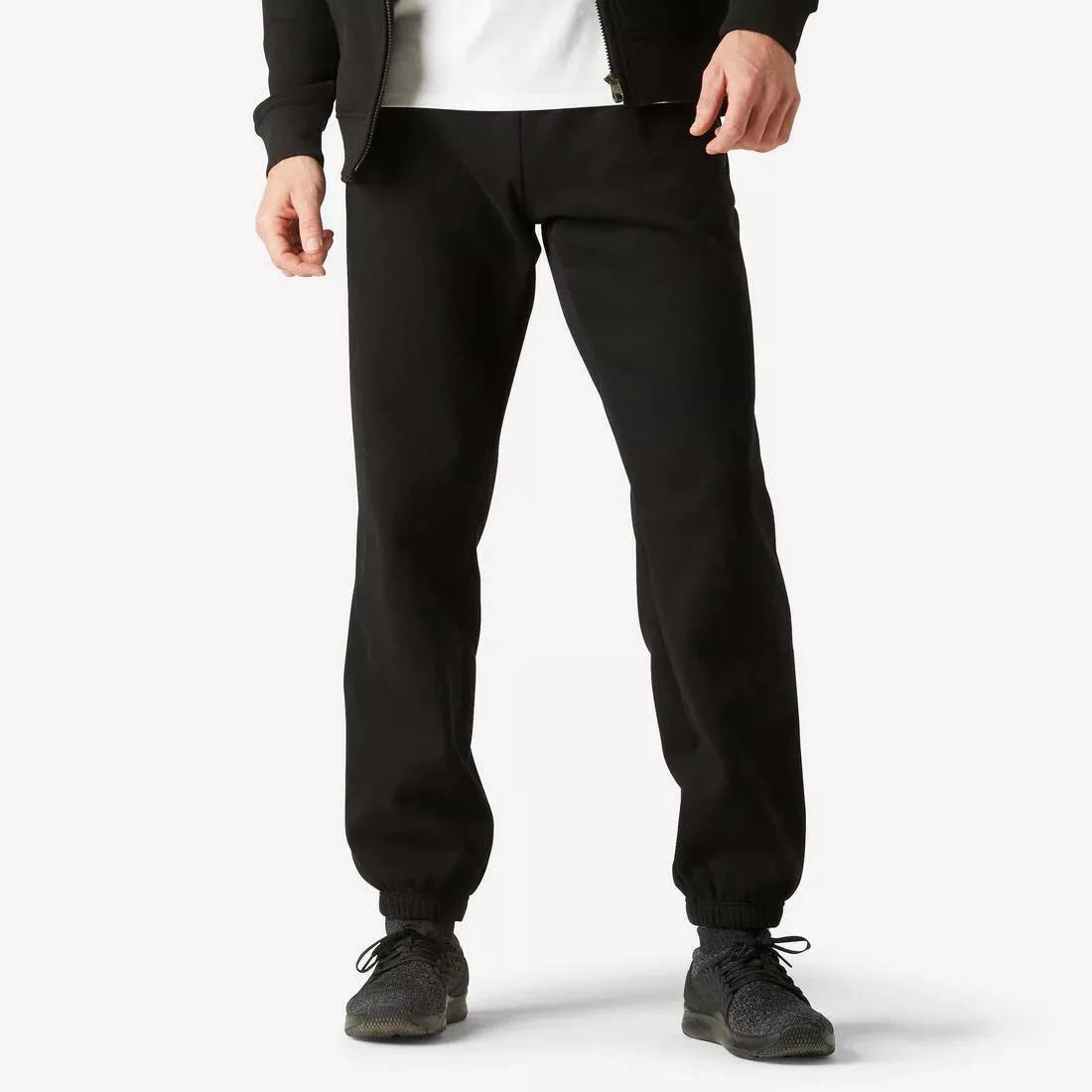 Fitness Fleece Jogging Bottoms With Zip Pockets, Black, , large image number 0