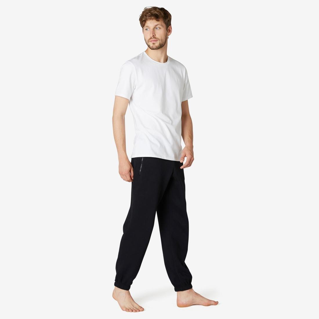 Fitness Fleece Jogging Bottoms With Zip Pockets, Black, , large image number 1