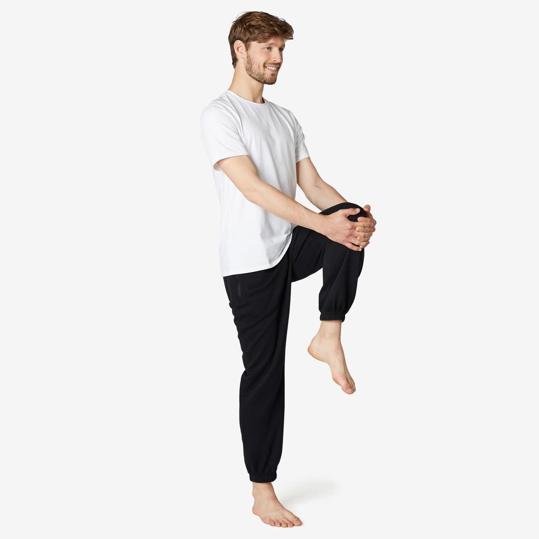 Fitness Fleece Jogging Bottoms With Zip Pockets, Black, , large image number 2