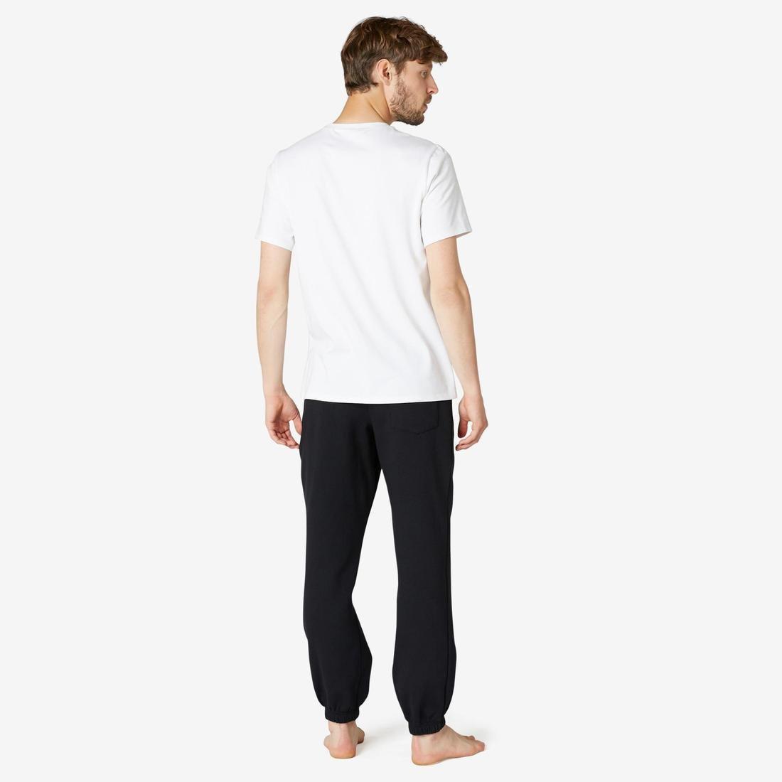 Fitness Fleece Jogging Bottoms With Zip Pockets, Black, , large image number 3