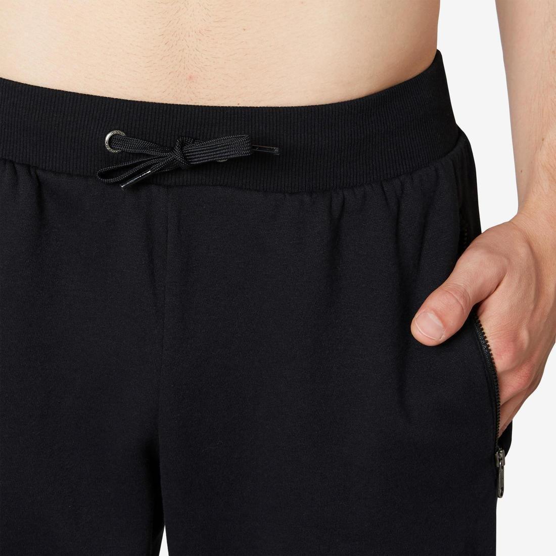 Fitness Fleece Jogging Bottoms With Zip Pockets, Black, , large image number 5