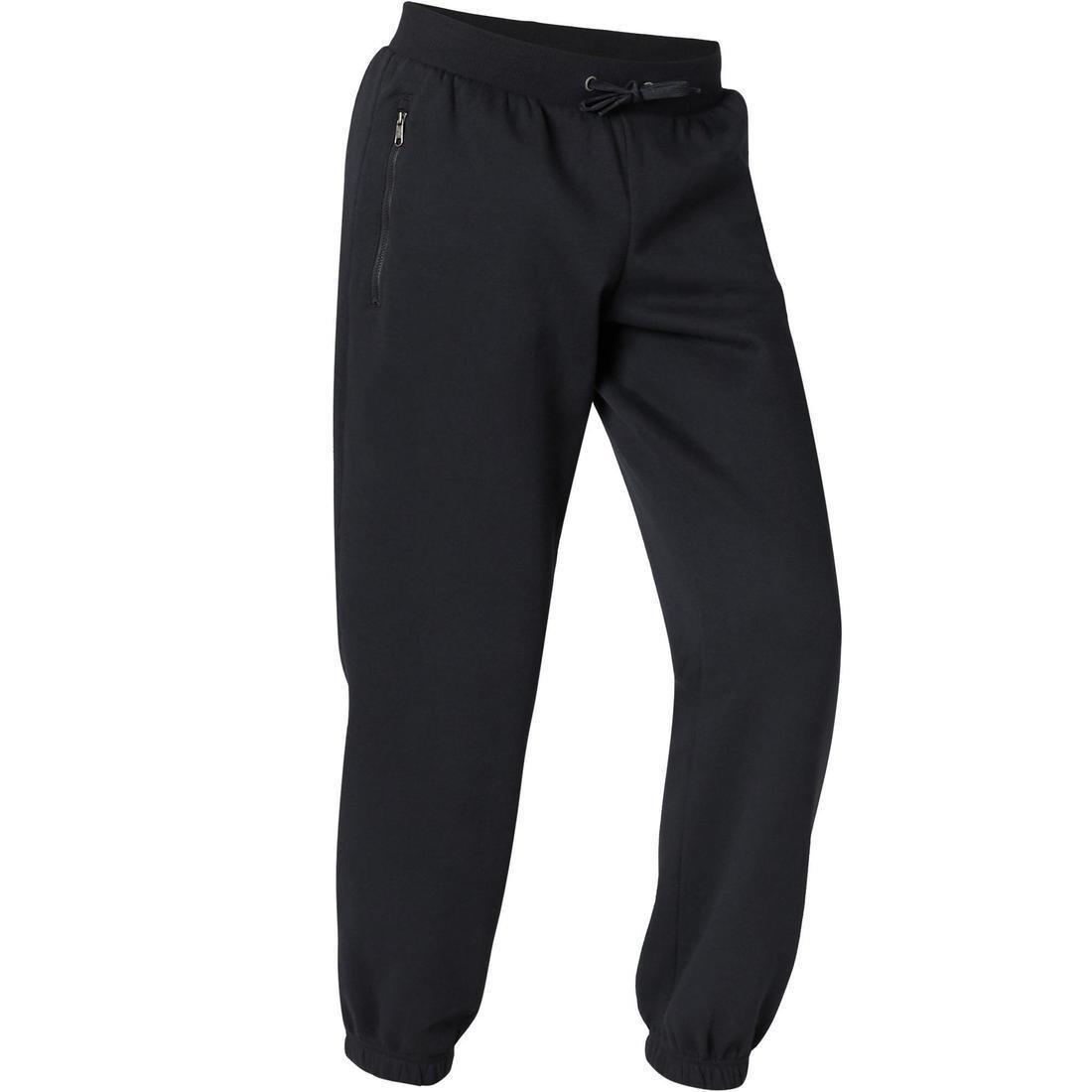 Fitness Fleece Jogging Bottoms With Zip Pockets, Black, , large image number 8