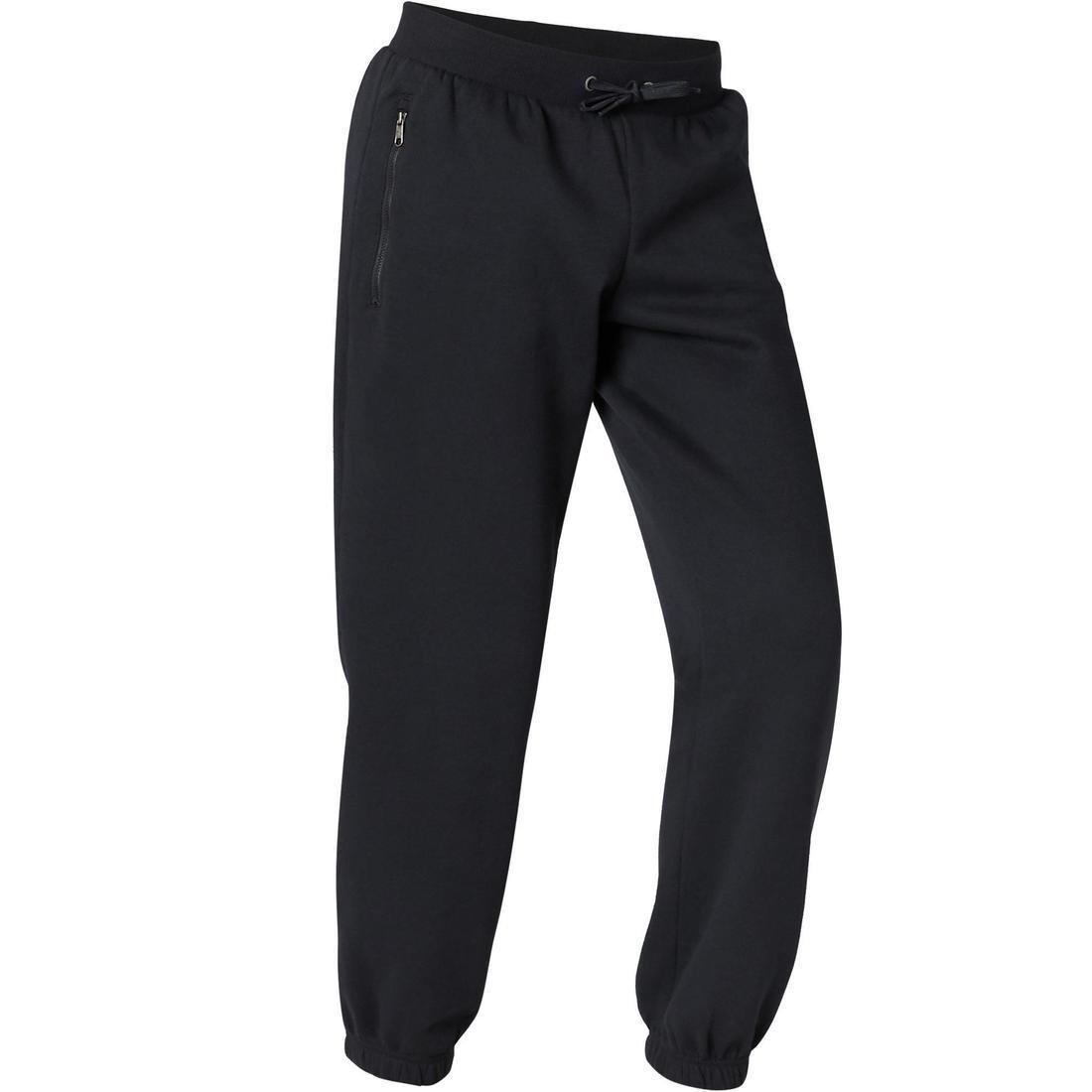 DOMYOS - Fitness Fleece Jogging Bottoms With Zip Pockets, Black