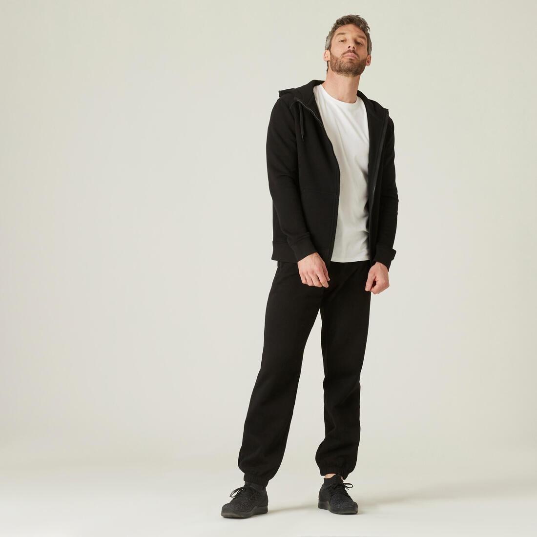 Fitness Fleece Jogging Bottoms With Zip Pockets, Black, , large image number 9