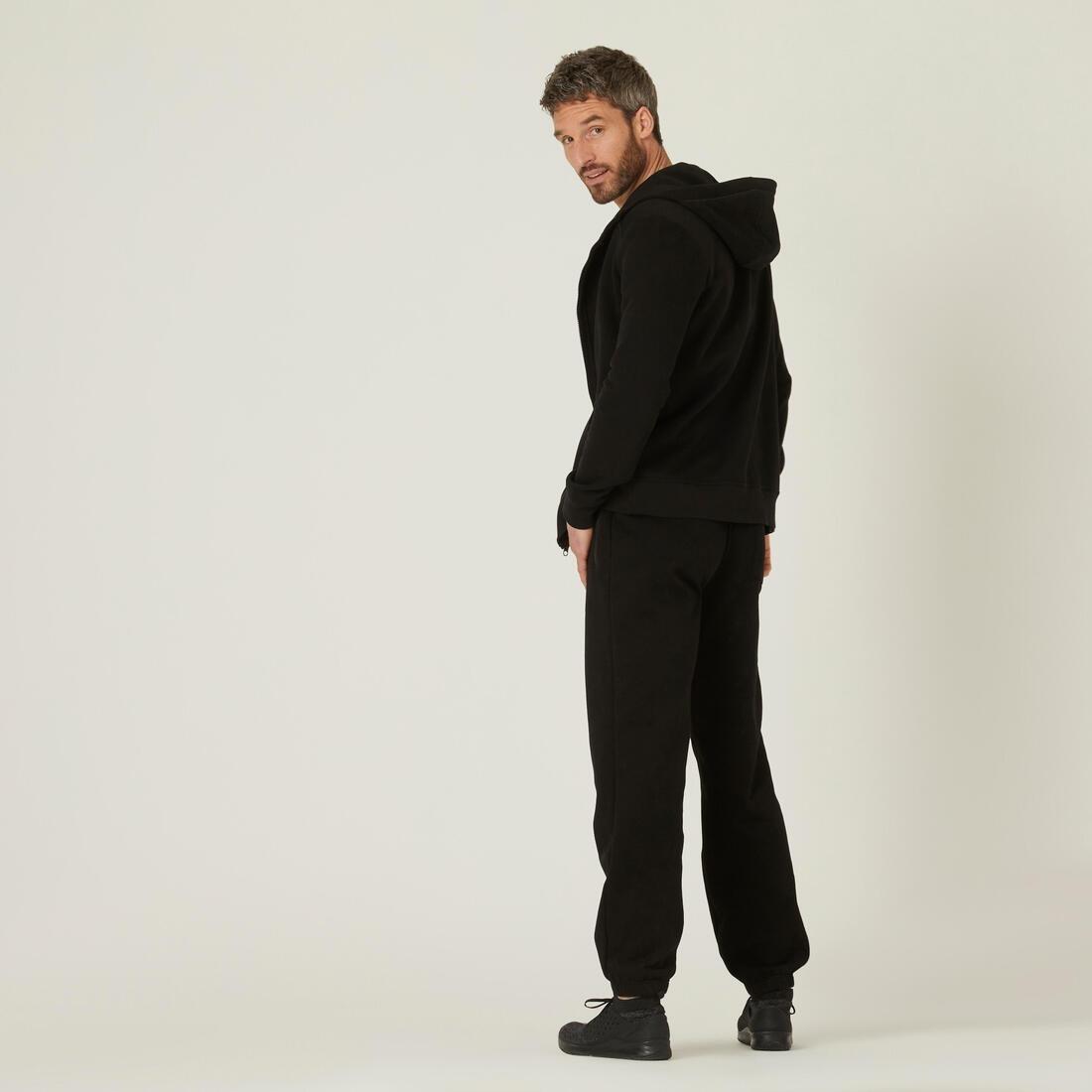 Fitness Fleece Jogging Bottoms With Zip Pockets, Black, , large image number 10