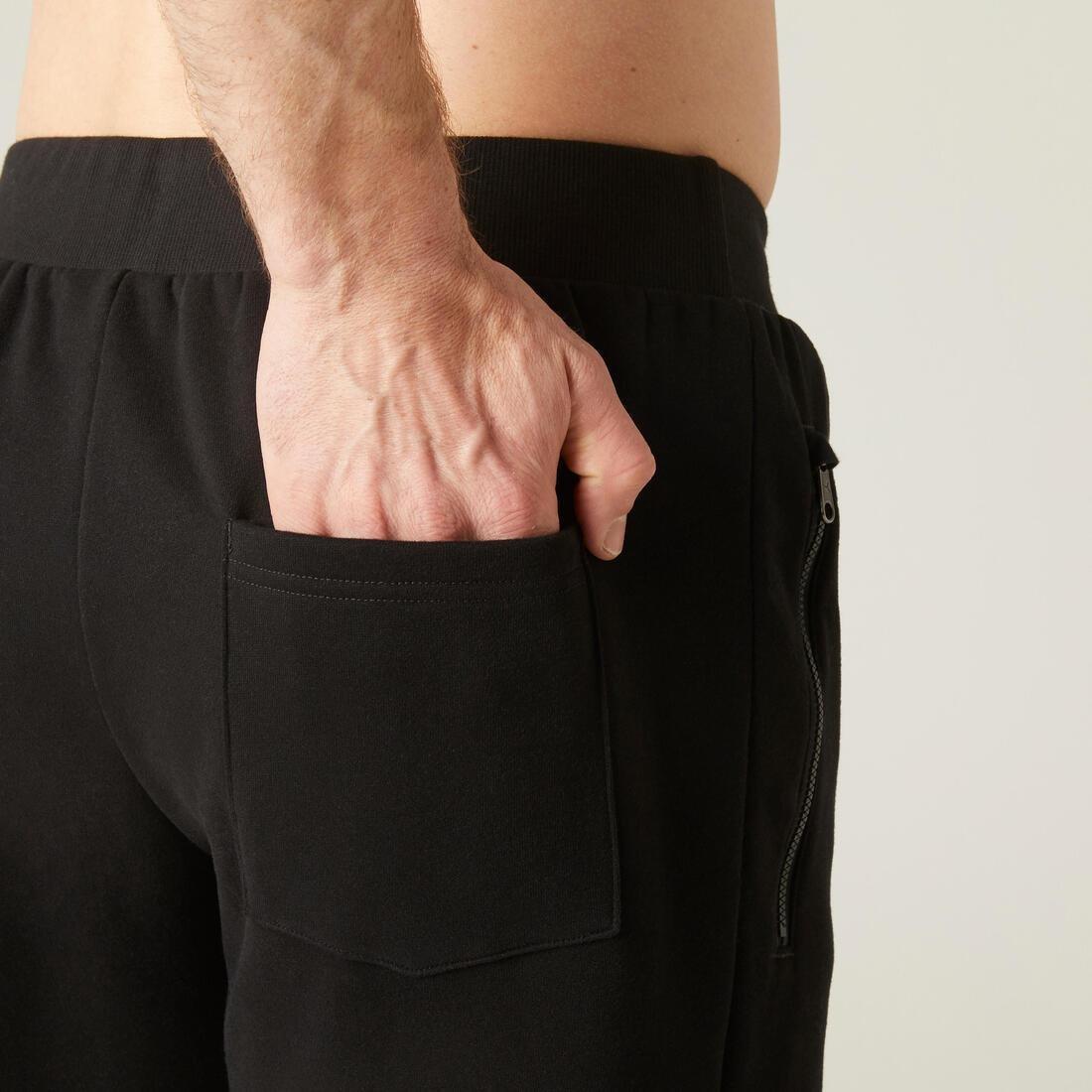 Fitness Fleece Jogging Bottoms With Zip Pockets, Black, , large image number 12
