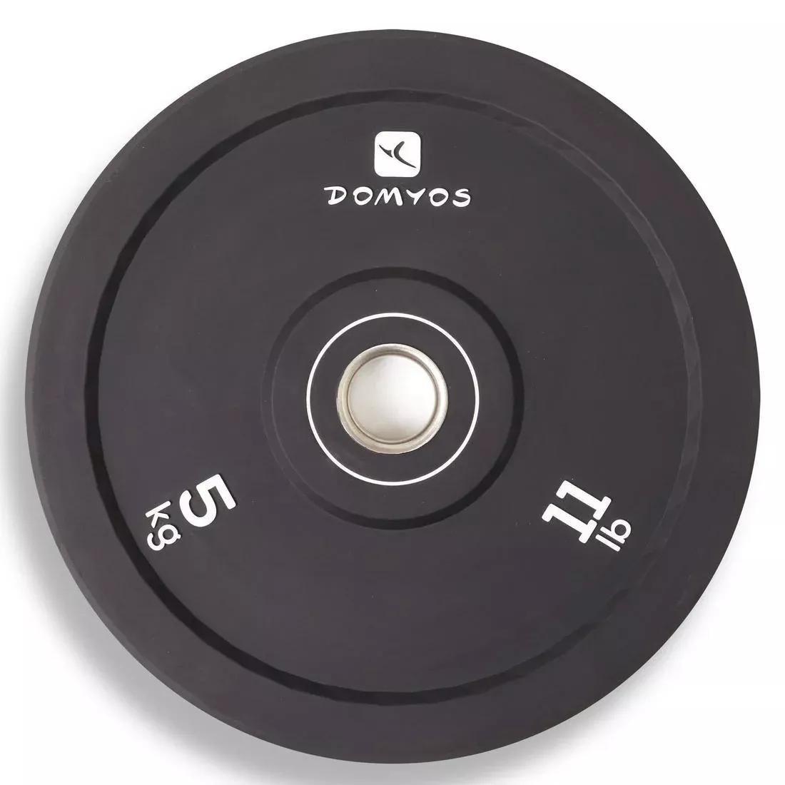 DOMYOS - Weightlifting Bumper Disc 50Mm Inner Diameter, Black