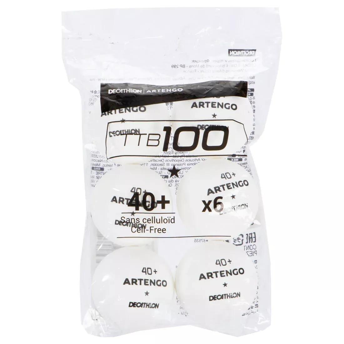 Ttb 100* 40 6-Pack Table Tennis Balls, White, No Color, large image number 6