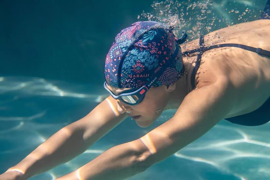 Adult Silicone Mesh Swim Cap Print Wozboy, Blue, No Color, large image number 9