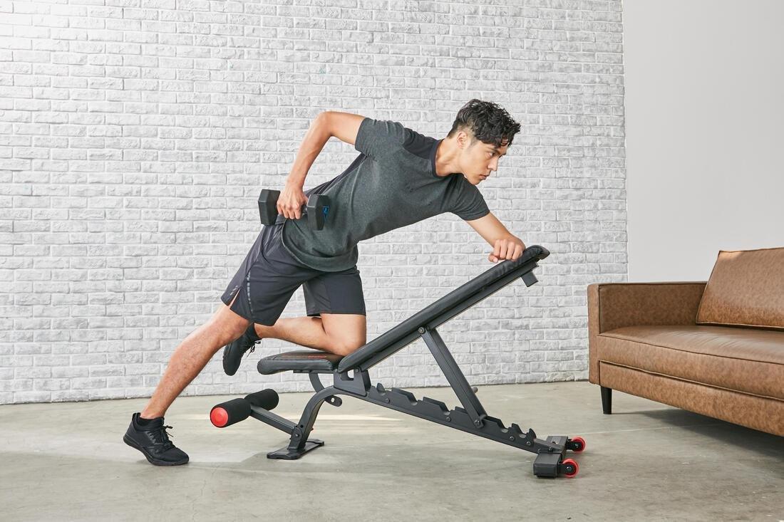 DEFAULT Reinforced Flat/Inclined Weights Bench, No Color, large image number 12
