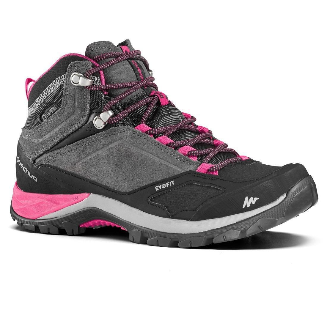 Women Waterproof Mountain Walking Boots - Mh500 Mid, Grey, , large image number 0