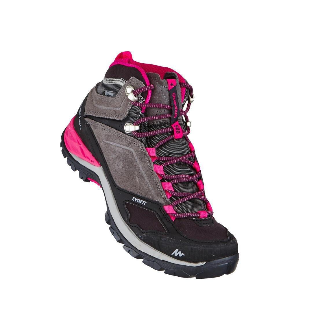 Women Waterproof Mountain Walking Boots - Mh500 Mid, Grey, , large image number 4
