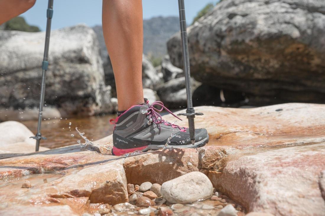 Women Waterproof Mountain Walking Boots - Mh500 Mid, Grey, , large image number 6